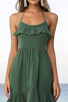 Halter Eukalyptus Chiffong A Line Volang Sommarklänning