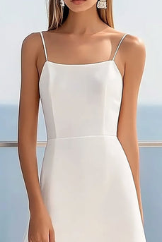 Vit A Line Spaghetti Straps Examensklänning med spets