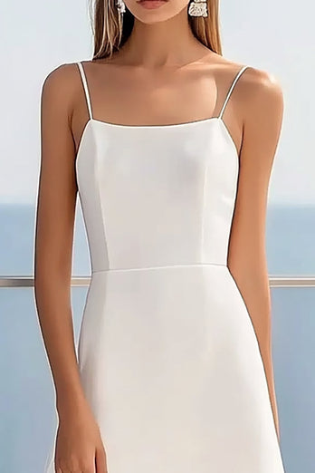 Vit A Line Spaghetti Straps Examensklänning med spets
