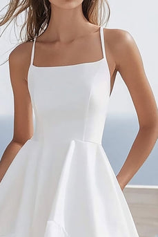 A Line Spaghetti Straps Vit Chiffong Examensklänning