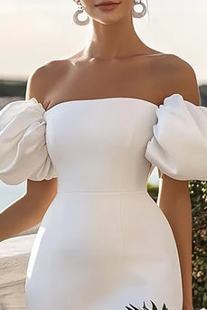 Bodycon Vit Off The Shoulder Kort Graduation Klänning