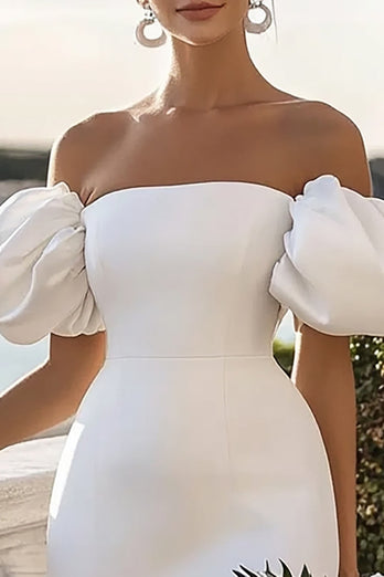 Bodycon Vit Off The Shoulder Kort Graduation Klänning