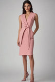 Rosa Bodycon V-ringad Arbetsklänning
