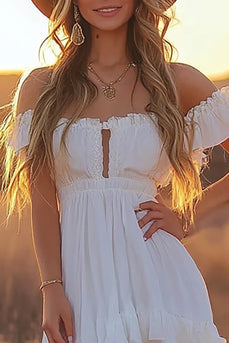 Off The Shoulder Ruffled Graduation Klänning