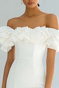 Snygg Off The Shoulder Bodycon Ivory Examensklänning