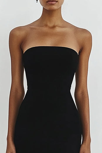 Off the Shoulder Sjöjungfru Midi Svart Slips Klänning