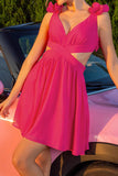Fuchsia Klipp Ut En Linje Cocktail Klänning