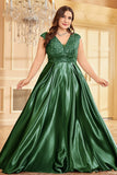 Rodnande Rosa Plus Size Satin Lång Klänning För Brudens Mor