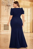 Mörkgrön Satin Plus Size Lång Klänning För Brudens Mor