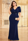 Mörkgrön Satin Plus Size Lång Klänning För Brudens Mor