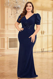 Mörkgrön Satin Plus Size Lång Klänning För Brudens Mor