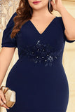 Mörkgrön Satin Plus Size Lång Klänning För Brudens Mor