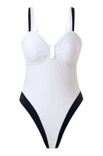 Vita Spaghetti Straps Ett stycke baddräkt