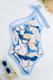 One Shoulder Print Beach Blue Baddräkt