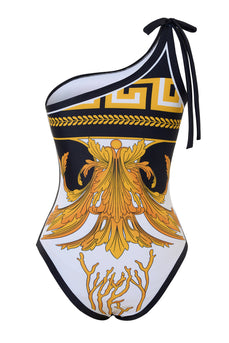 Tryck One Shoulder Golden Baddräkt