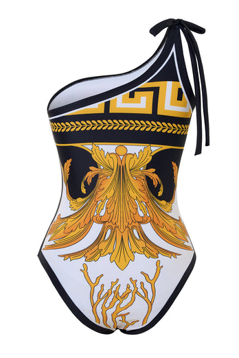 Tryck One Shoulder Golden Baddräkt