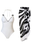 Halter Black One Piece Baddräkt med Cover Up