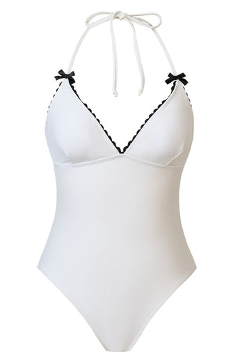 Halter Black One Piece Baddräkt med Cover Up