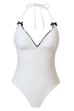 Halter Black One Piece Baddräkt med Cover Up