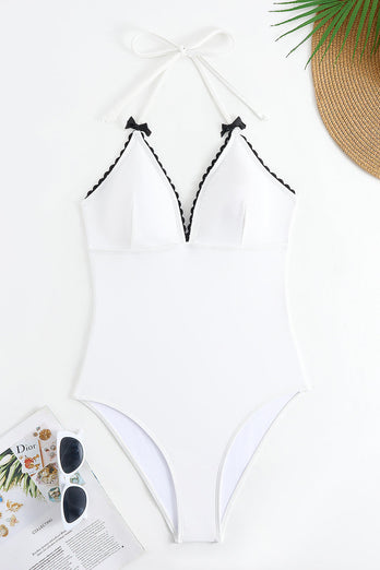 Halter Black One Piece Baddräkt med Cover Up