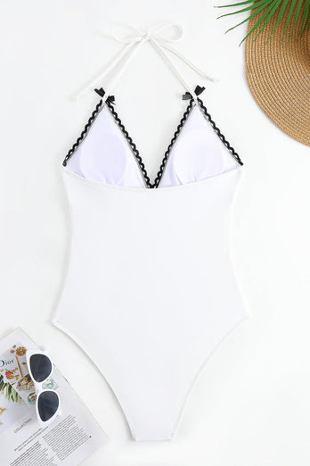 Halter Black One Piece Baddräkt med Cover Up