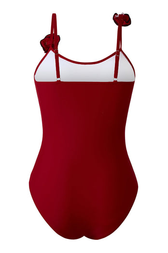 Svart Spaghetti Straps One Piece Baddräkt med Ruffled Cover Up