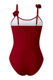 Svart Spaghetti Straps One Piece Baddräkt med Ruffled Cover Up