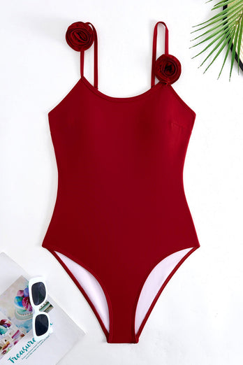 Svart Spaghetti Straps One Piece Baddräkt med Ruffled Cover Up