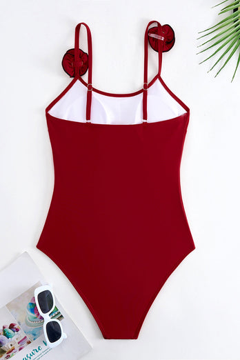 Svart Spaghetti Straps One Piece Baddräkt med Ruffled Cover Up