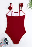 Svart Spaghetti Straps One Piece Baddräkt med Ruffled Cover Up
