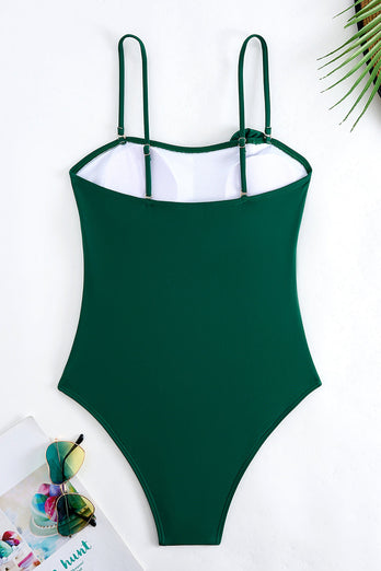Gröna One Piece Tryckta 3D Blomma Badkläder