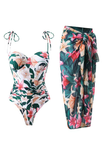 Blommiga One Piece Tryckta Beach Badkläder