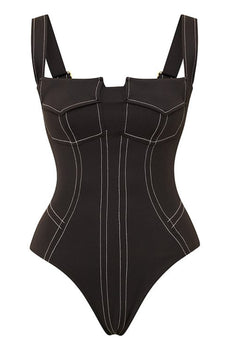 Svart Ärmlös One Piece Badkläder med Byxor
