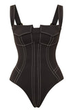Svart Ärmlös One Piece Badkläder med Byxor