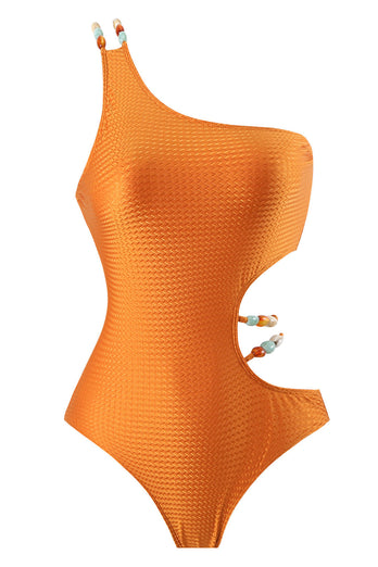 Orange Ett stycke utskurna tryckta strandbadkläder