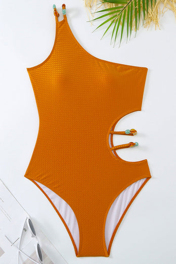 Orange Ett stycke utskurna tryckta strandbadkläder