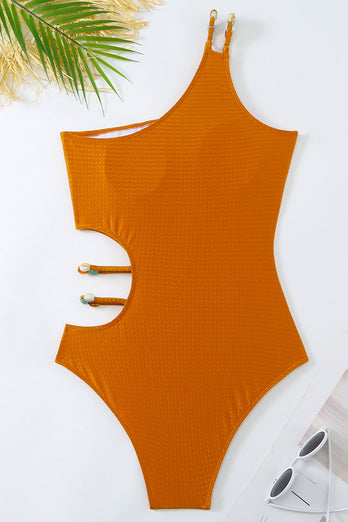 Orange Ett stycke utskurna tryckta strandbadkläder