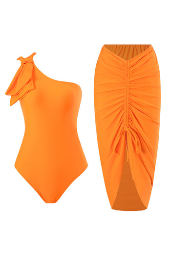 Ett stycke orange rynkade strandbadkläder