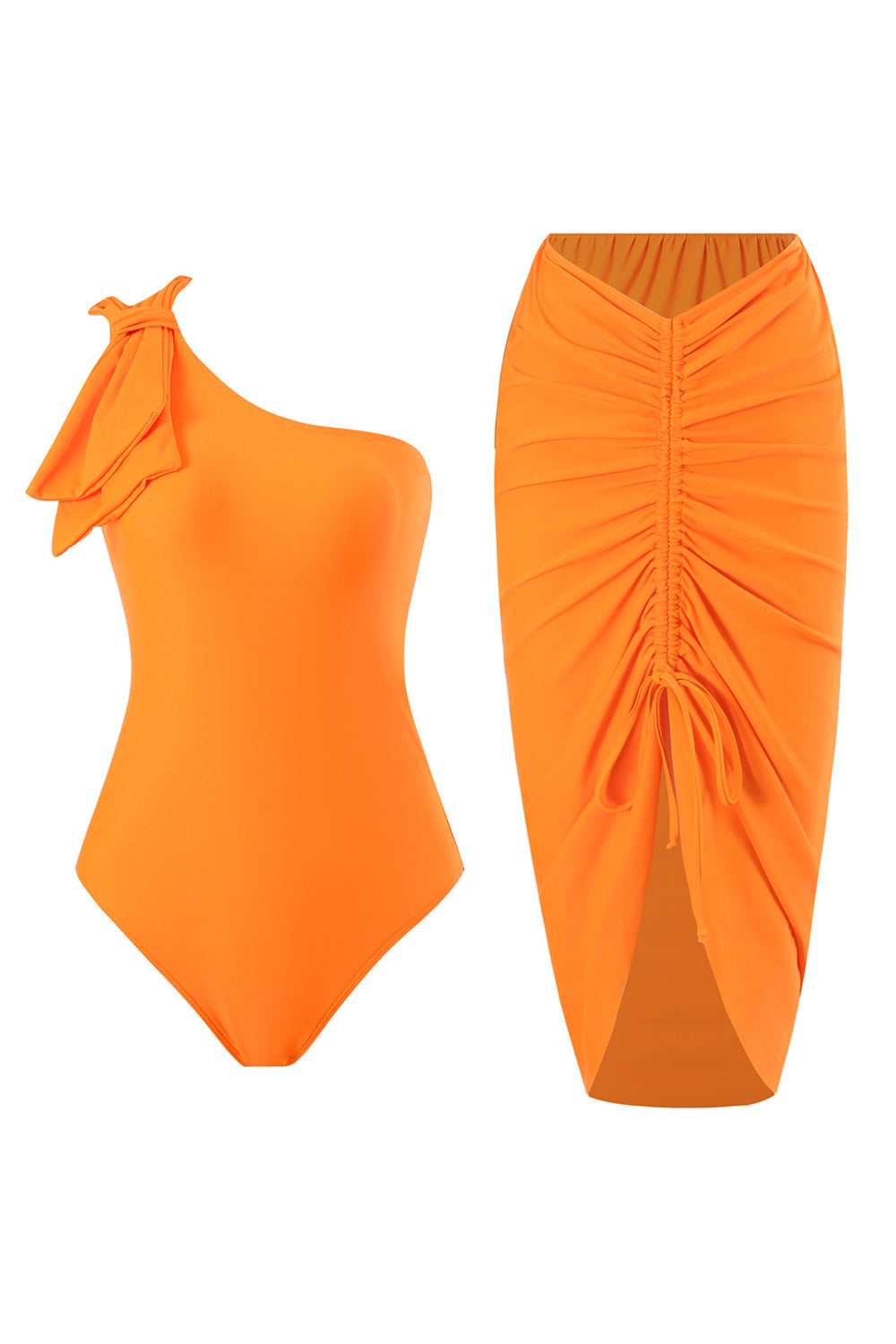 Ett stycke orange rynkade strandbadkläder