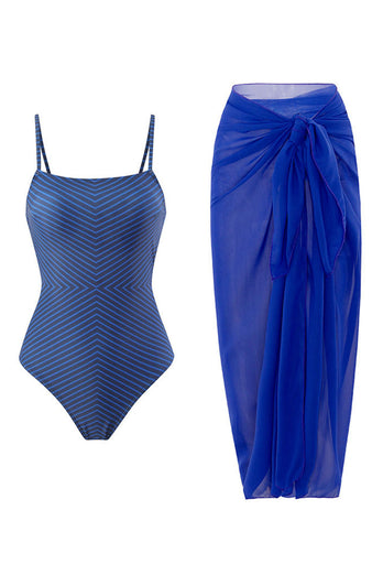 Royal Blue One Piece Ärmlös Beach Badkläder