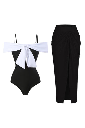 Svart One Piece Cold Shoulder Beach Badkläder