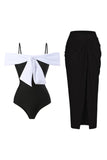 Svart One Piece Cold Shoulder Beach Badkläder