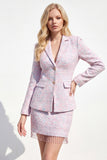 2-delad Ljusrosa Tweed Homecoming Outfits med fransar