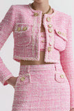 Rosa 2-delad Tweed Kort Homecoming Outfits