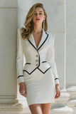 Vit 2 Piece Pencil Notched Lapel Kort Business Suits med ärmar