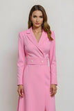 Rosa Bodycon Notched Lapel Midi Work Klänning med Bälte