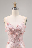 Rosa Satin Korsett Bodycon Homecoming Klänning med Appliques