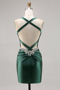 Korsett Satin Bodycon Mörkgrön Homecoming Klänning
