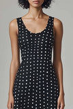 Scoop Neck Svart Vit Polka Dots Klänning