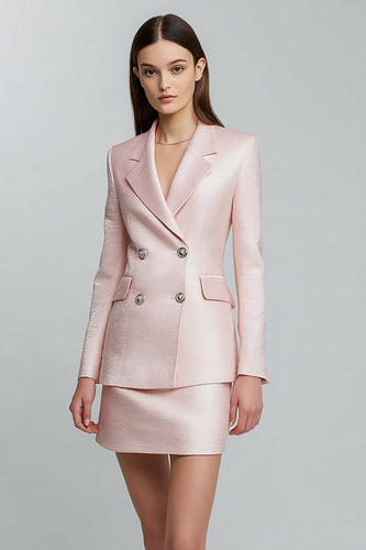 Rosa Satin Bodycon Notched Kavajslag Kort Arbetsklänning